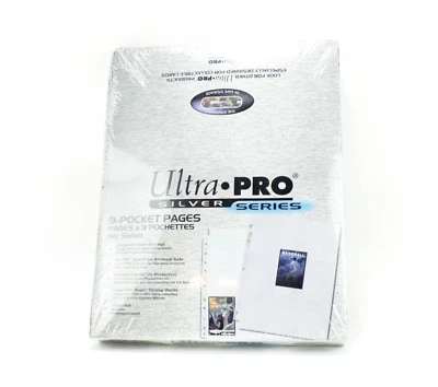 Ultra PRO 9 Bolsillos Paquete de 100 Tarjetas de Juego Serie Plateada Páginas de Bolsillo | NUEVO Foto 1 de 4