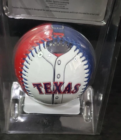TEXAS RANGERS Team Logo Ball MLB Baseball Rawlings W/ Display Stand Cover