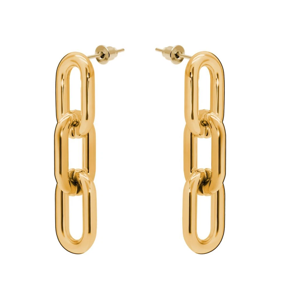 Set Kette und Ohrstecker gold silber Hip Hop Statement Gliederkette Chunky groß - Bild 1 von 1