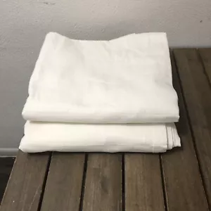 2 Pottery Barn 100% Cotton Curtain Panels 50x96" Ivory Textured 10” Rod Pocket - Picture 1 of 10