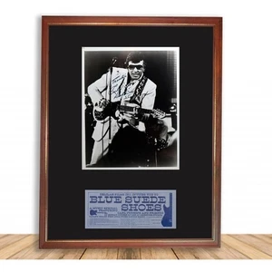 CARL PERKINS ENMARCADO 13"x17" Foto firmada y boleto de concierto PANTALLA REPRO rock cd - Imagen 1 de 1