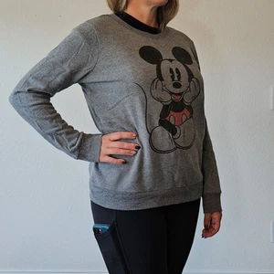 Süßes & bequemes sportliches graues Mickey Mouse Disney Damen-Sweatshirt mit Rundhalsausschnitt Large - Bild 1 von 6