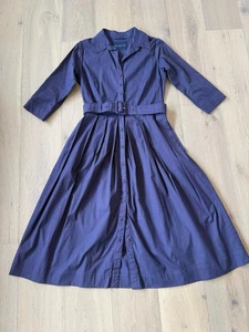 Samantha Sung Dress Shirt Audrey Belted Pleated cotton Midi Long Purple Plum 10 - Picture 1 of 13