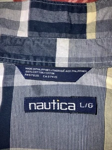 Nautica Men's Shirt Size XL Short Sleeve Button Down Navy/White Plaid - Picture 1 of 5