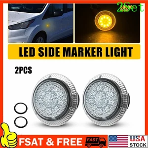 For 10+ Ford Transit Connect Clear Amber LED Side Fender Turn Signal Lights 2Set - Picture 1 of 12