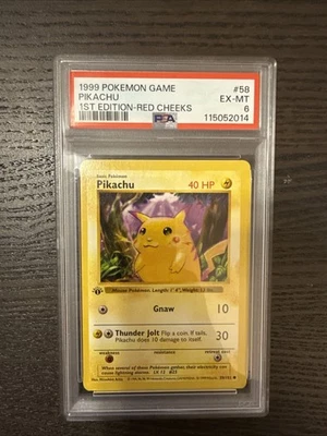 1999 Pokemon Base Set 1st Edition Red Cheeks Pikachu 58/102 PSA 6 EX-MT - Image 1 of 4