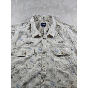 Basic Editions Shirt Mens 3XLT Tall Nautical All Over Print Button Up Hawaiian - Picture 1 of 9