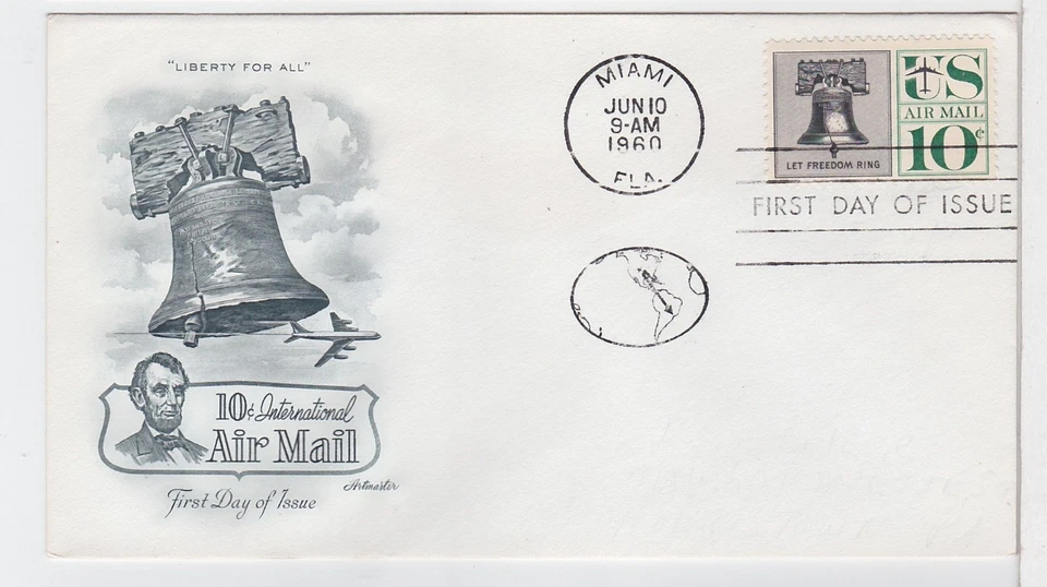 TurtlesTradingPost-  Airmail 10 Cent Liberty Bell 1960 FDC #C57 Artmaster Cachet - Image 1 of 1