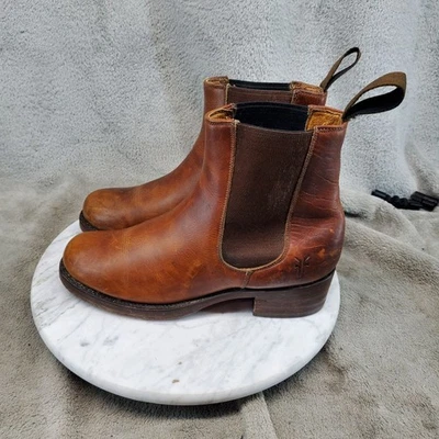 Zapatos Frye Mujer Talla 6.5 Cuero Marrón Melissa Doble Suela Botas Chelsea Foto 1 de 4