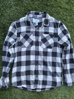 Camisa SONOMA masculina preta e branca xadrez flanela manga longa outono inverno botão M - Imagem 1 de 4