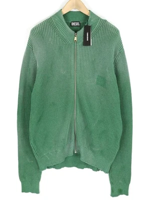 DIESEL K-Kentucky Men Jumper L Green Pullover Knit Crew Neck Washed Effect - Image 1 of 4