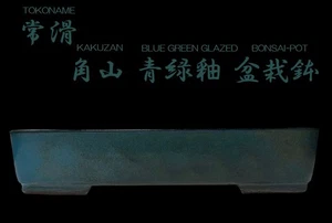 Japanische Bonsaischale TOKONAME blau grün glasiert rechteckig extra groß B56cm - Bild 1 von 12