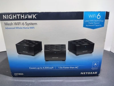 NetGear NightHawk AX1800 Mesh WiFi 6 System AX1800/MK63S) For Up To 4,500 Sq Ft - Image 1 of 4
