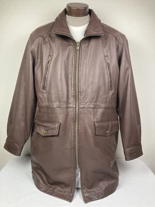 ORVIS SOFT LEATHER JACKET COAT CHOCOLATE BROWN FULLY LINED MENS SIZE M EXCELLENT - Picture 1 of 10