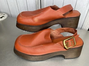Charlotte Stone Carlos Slingback Leder Plateau Chunky Clog Orange Größe 10 - Bild 1 von 7