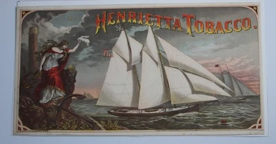 Litografía de partido ESCASA. Carrito de tabaco Co. Henrietta etiqueta grande 13,25x 7 Foto 1 de 2