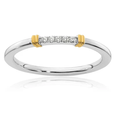 Anillo apilable de diamantes de oro macizo de dos tonos de 14K Foto 1 de 4