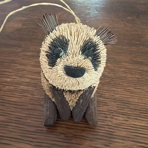 OSO PANDA Botella/Cerda Cepillo Arte Buri Sisal Animal Estatua Figura Natural - Imagen 1 de 7