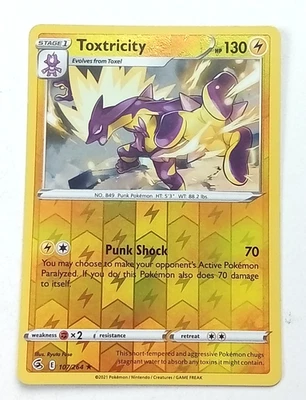 Toxtricity 107/264 Fusion Strike Reverse Holo Rare Pokémon Card 2021 - Image 1 of 3