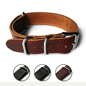 20 mm Estilo Militar GENUINO CÁSCARA HORWEEN Cuero Cordobés Correa de Banda - Imagen 1 de 9