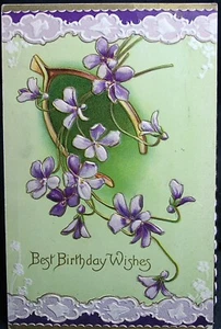 Vintage Geburtstagspostkarte - Beste Geburtstagswünsche - verschickt 1910 - Bild 1 von 2