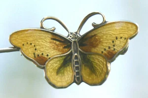 emaillierte BROSCHE HROAR PRYDZ Schmetterling Butterfly Email 925er Norway - Bild 1 von 7