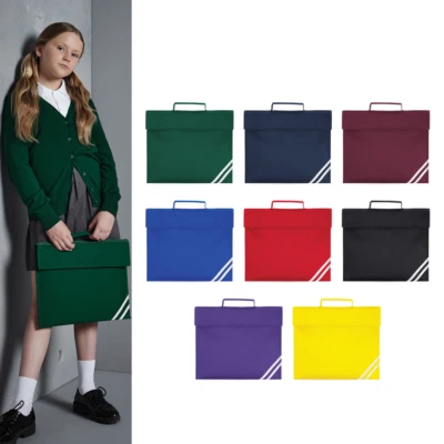 Quadra Classic gepolsterter Griff Riemen Buchtasche (QD456) - Jungen Mädchen Schulmappe