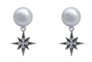 1st American Joyas Pendientes de Mujer En Plata de Ley con Perla de Agua - Imagen 1 de 9