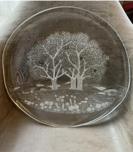 Vintage Studio Nova Sun Valley Large Platter Clear Glass 15”Germany with stand - Picture 1 of 9