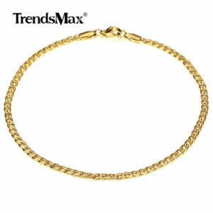Cavigliera catena cordino acciaio inox placcato oro 3 mm per uomo donna regalo 10 pollici - Foto 1 di 4