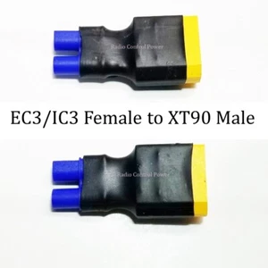 RCP Adapters (2) EC3/IC3 FEMALE TO XT90 MALE No Wire BATTERY ADAPTERS - Picture 1 of 20