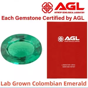 Lab-grown Colombian Emerald Oval Cut With AGL Certificate For Jewelry Ring Make - Picture 1 of 6
