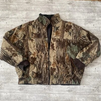 Vintage Realtree Reversible jacket Camo Hunting padded Duxbak Woodland Large Men - Image 1 of 4