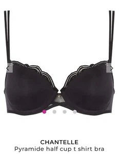 ๐ฅ Chantelle Pyramide Half Cup T-Shirt Bra, Black 36 F Lace Trim - Picture 1 of 7