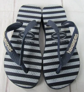 Havaianas Kid's Blue Striped Flip-Flop Sandals Size 11/12 - Picture 1 of 4