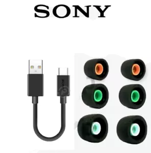 Brotes de espuma viscoelástica/gel de silicona genuinos SONY WF-1000XM5/XM4/XM3 puntas para los oídos con USB-C - Imagen 1 de 3