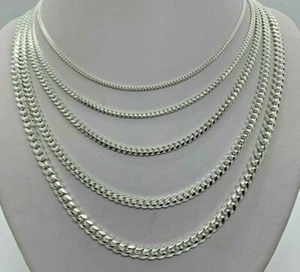 925 Sterlingsilber MASSIV Miami kubanische Gliederketten HERREN DAMEN 2 mm-5 mm 16""-30"" - Bild 1 von 4
