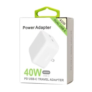 40W Dual USB Type-C Port Compact Power Adapter  Travel Adapter Type C Dual ports - Picture 1 of 2