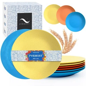 Wheat Straw Plates 10 Inch - Versatile Plastic Dinner Kids Salad Dishwasher - Picture 1 of 7