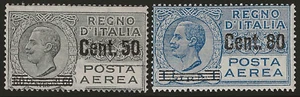 1927 Regno d'Italia - Posta Aerea soprastampata 50 e 80 c. MH* - Picture 1 of 1