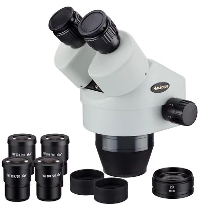 Cabezal de microscopio estéreo de potencia con zoom binocular AmScope 7X-180X Foto 1 de 4
