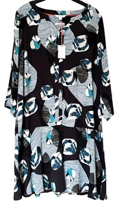 White Stuff Caltha black & teal dress BNWT size 14 - Picture 1 of 5