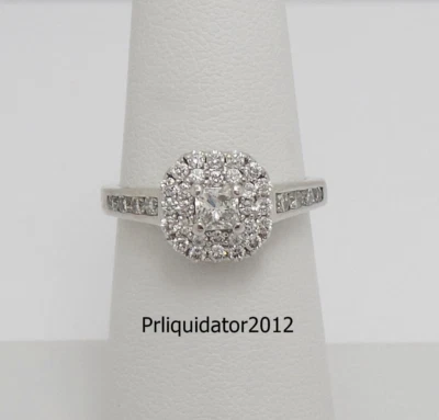 5/8CT Natural Diamond Halo Engagement Wedding Bridal Ring 14K White Gold Band - Image 1 of 4