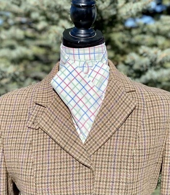 EQUESTRISNSBYLB Foxhunting Foxhunter Equestrian Tattersall Shaped Stock Tie