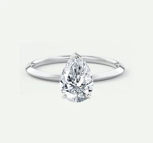 IGI E/VVS 3 Ct Pear Cut Lab Created Grown Diamond Solitaire Ring 950 Platinum - Picture 1 of 2