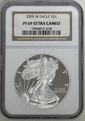 2005 W Silver Eagle $1 NGC: PF 69 Ultra Cameo #C1009 - Image 1 of 2