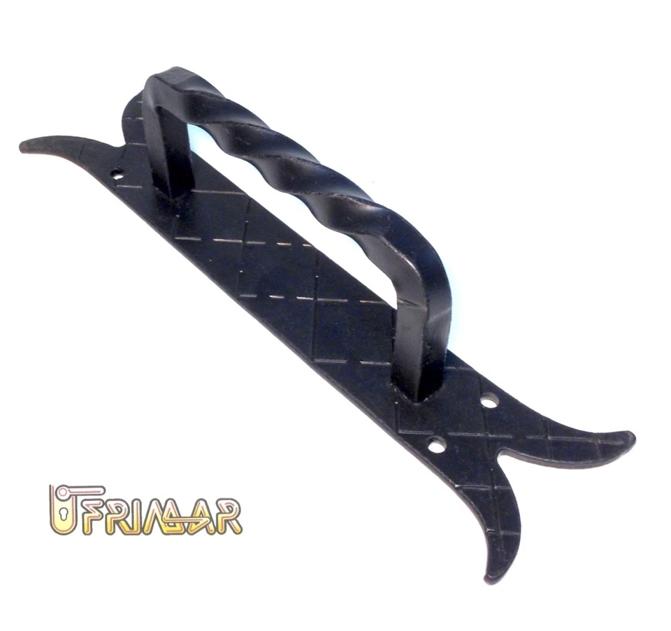 MANIGLIONE IN FERRO BATTUTO PER PORTA CON PIASTRA mm.290 MADE IN ITALY  - Immagine 1 di 1