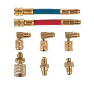 A● 8x A/C Air Conditioning Refrigeration R134A R12 Connector Adapter Hoses Kit - Imagen 1 de 5