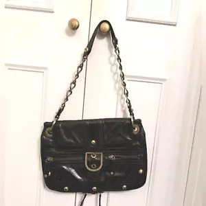 Black stitched Rafe handbag with brass accents - Picture 1 of 4