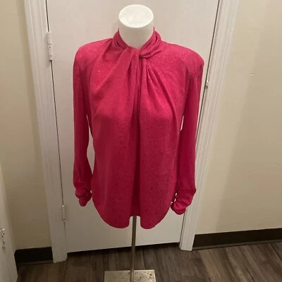 Blusa secretaria imagen importación vintage para mujer talla 6 rosa fucsia 100 % seda Foto 1 de 4